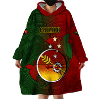 Personalized Papua New Guinea Chimbu Province Wearable Blanket Hoodie Mix Coat Of Arms Polynesian Pattern LT05 - Polynesian Pride