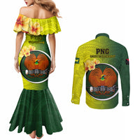 Papua New Guinea Oro Province Couples Matching Mermaid Dress and Long Sleeve Button Shirts Mix Coat Of Arms Polynesian Pattern LT05 - Polynesian Pride