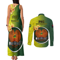 Papua New Guinea Oro Province Couples Matching Tank Maxi Dress and Long Sleeve Button Shirts Mix Coat Of Arms Polynesian Pattern LT05 - Polynesian Pride