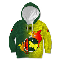 Papua New Guinea Oro Province Kid Hoodie Mix Coat Of Arms Polynesian Pattern LT05 Hoodie Yellow - Polynesian Pride