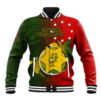 Papua New Guinea Eastern Highlands Province Baseball Jacket Mix Coat Of Arms Polynesian Pattern LT05 Unisex Red - Polynesian Pride