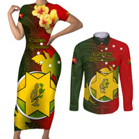 Papua New Guinea Eastern Highlands Province Couples Matching Short Sleeve Bodycon Dress and Long Sleeve Button Shirts Mix Coat Of Arms Polynesian Pattern LT05 Red - Polynesian Pride