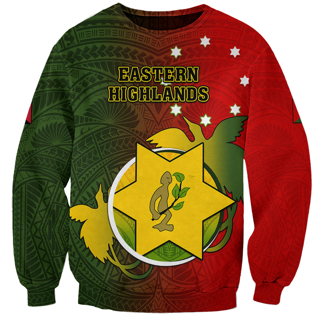 Personalized Papua New Guinea Eastern Highlands Province Sweatshirt Mix Coat Of Arms Polynesian Pattern LT05 Unisex Red - Polynesian Pride