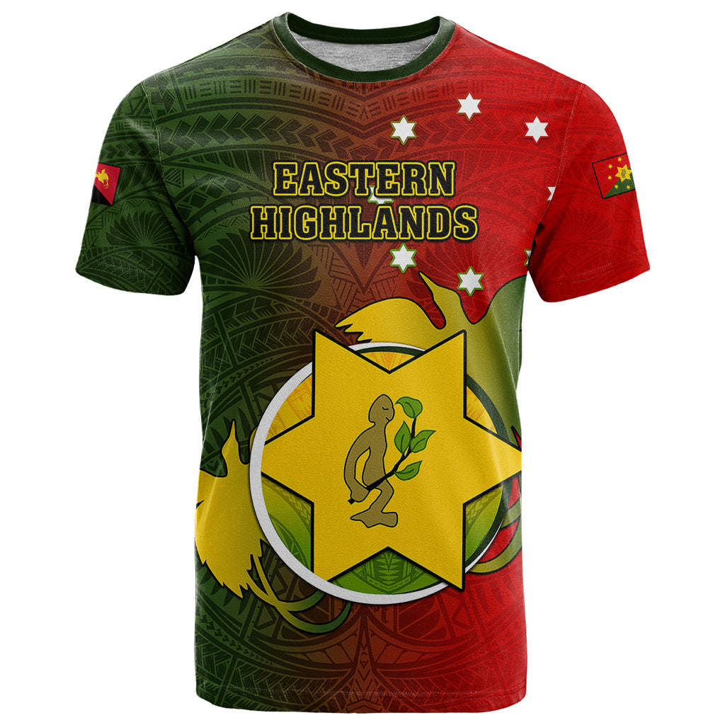 Personalized Papua New Guinea Eastern Highlands Province T Shirt Mix Coat Of Arms Polynesian Pattern LT05 Red - Polynesian Pride
