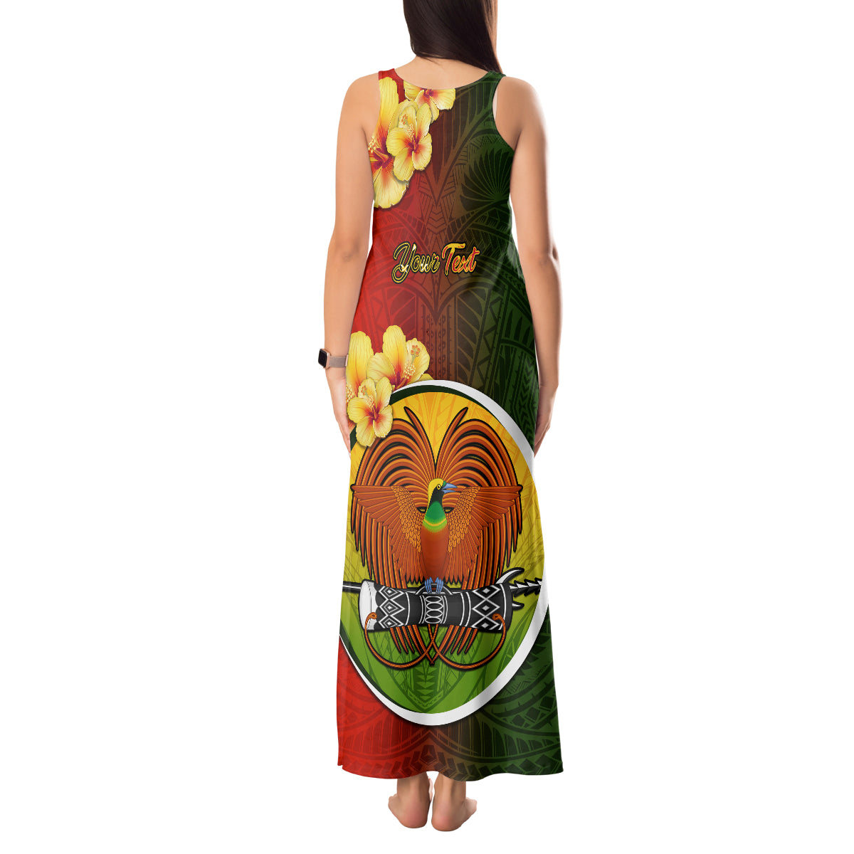 Personalized Papua New Guinea Eastern Highlands Province Tank Maxi Dress Mix Coat Of Arms Polynesian Pattern LT05 - Polynesian Pride