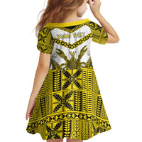 Personalised Niue The Rock Of Polynesia Family Matching Off The Shoulder Long Sleeve Dress and Hawaiian Shirt Peniamina Gospel Day Yellow Version