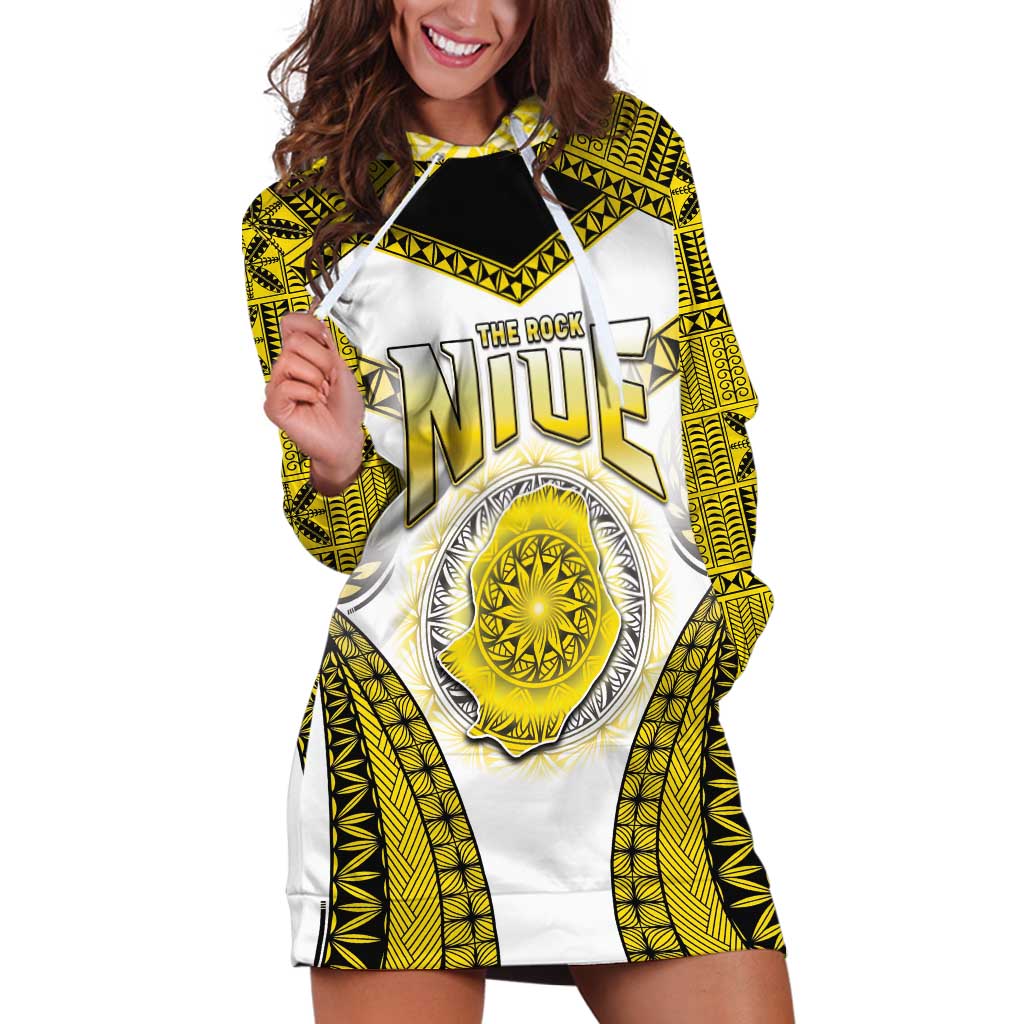 Personalised Niue The Rock Of Polynesia Hoodie Dress Peniamina Gospel Day Yellow Version