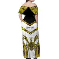 Personalised Niue The Rock Of Polynesia Off Shoulder Maxi Dress Peniamina Gospel Day Yellow Version