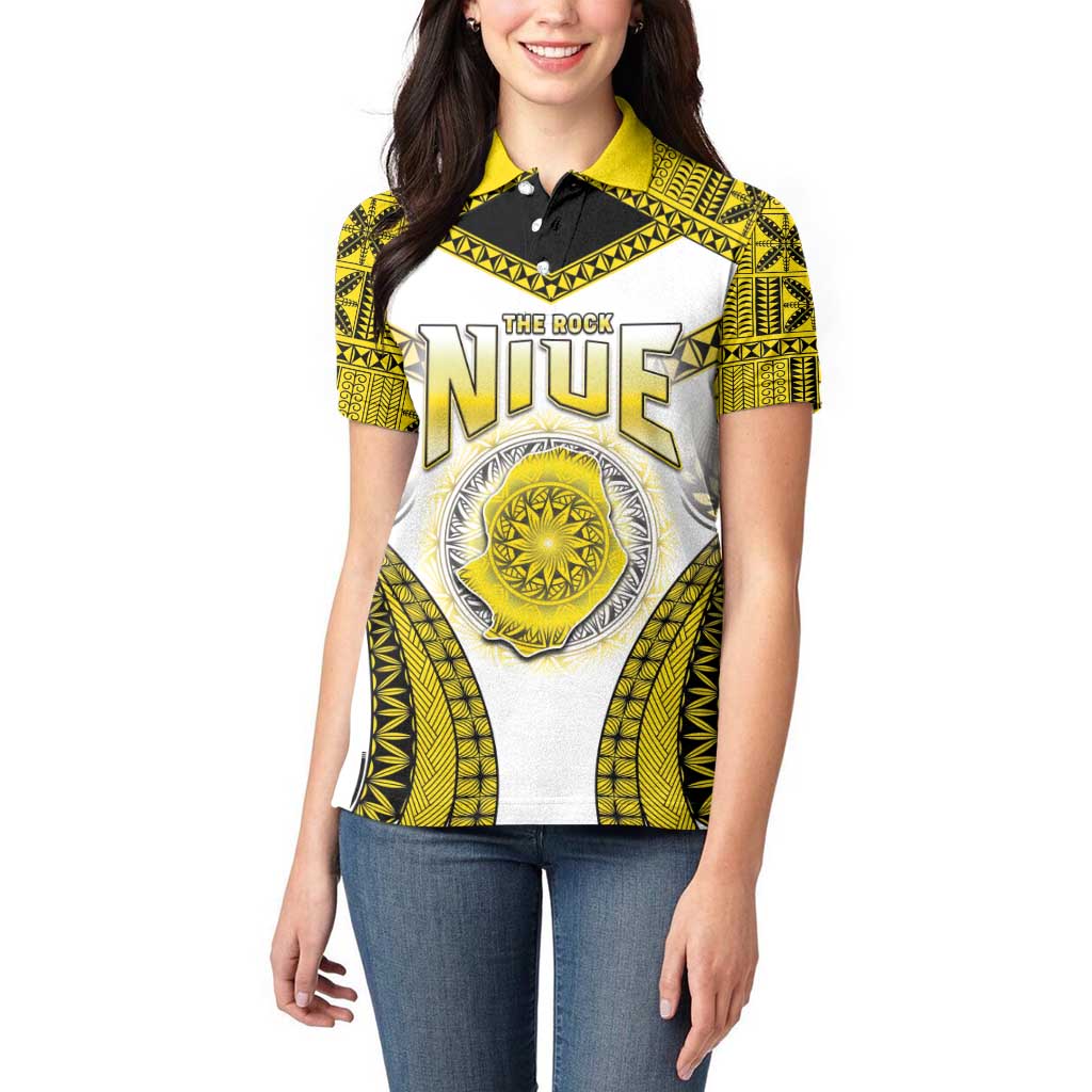 Personalised Niue The Rock Of Polynesia Women Polo Shirt Peniamina Gospel Day Yellow Version