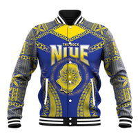 Personalised Niue The Rock Of Polynesia Baseball Jacket Peniamina Gospel Day Blue Version