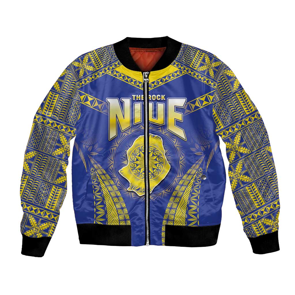 Personalised Niue The Rock Of Polynesia Bomber Jacket Peniamina Gospel Day Blue Version