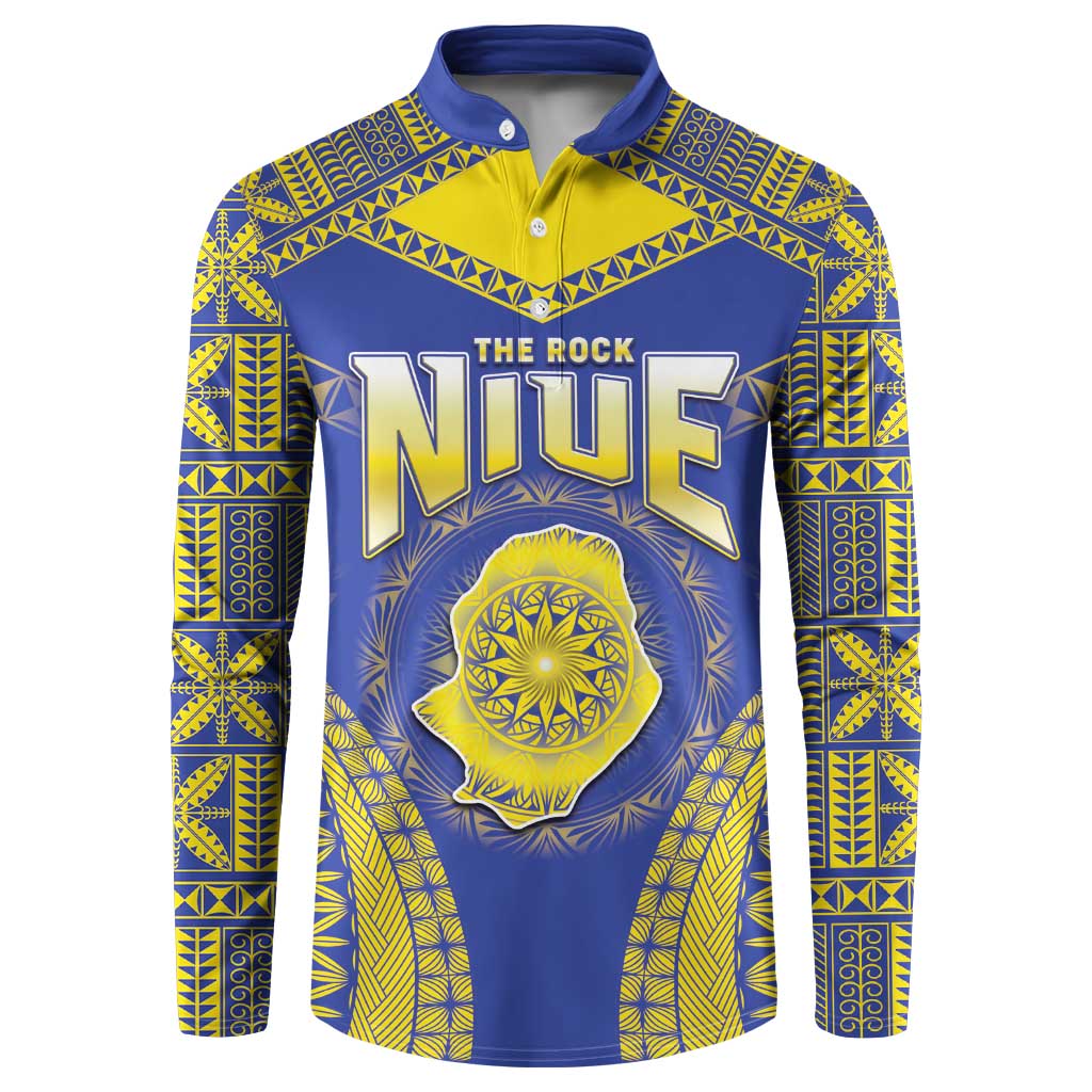 Personalised Niue The Rock Of Polynesia Button Sweatshirt Peniamina Gospel Day Blue Version
