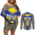 Personalised Niue The Rock Of Polynesia Couples Matching Off Shoulder Short Dress and Long Sleeve Button Shirt Peniamina Gospel Day Blue Version