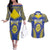 Personalised Niue The Rock Of Polynesia Couples Matching Off The Shoulder Long Sleeve Dress and Hawaiian Shirt Peniamina Gospel Day Blue Version