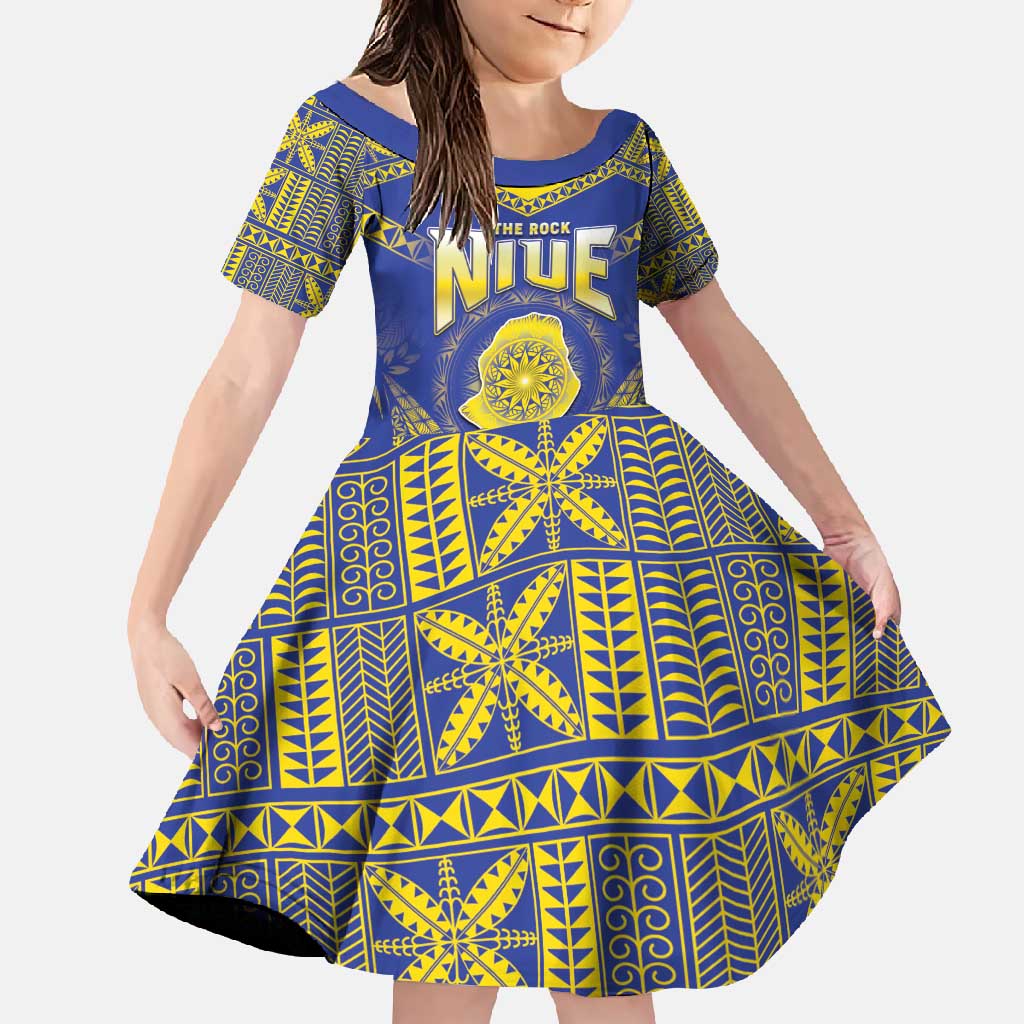Personalised Niue The Rock Of Polynesia Family Matching Mermaid Dress and Hawaiian Shirt Peniamina Gospel Day Blue Version