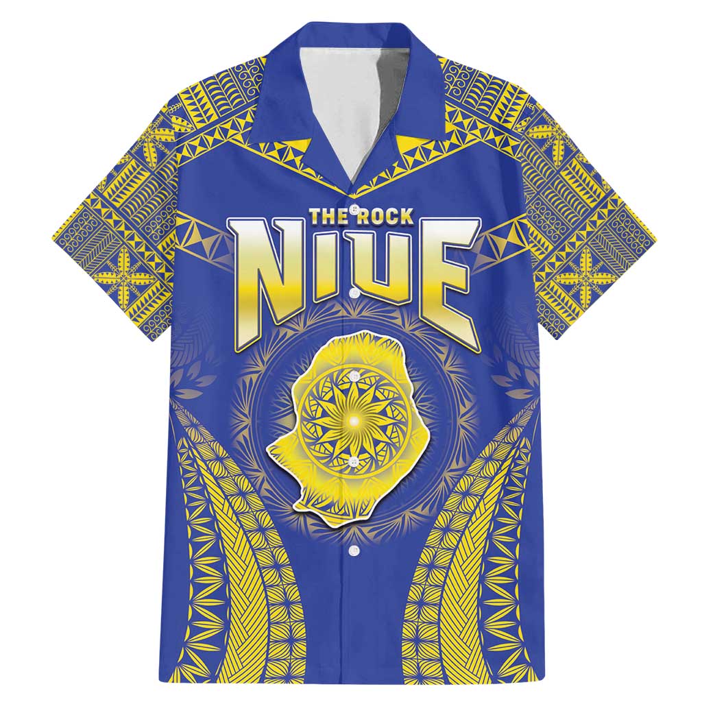 Personalised Niue The Rock Of Polynesia Family Matching Mermaid Dress and Hawaiian Shirt Peniamina Gospel Day Blue Version
