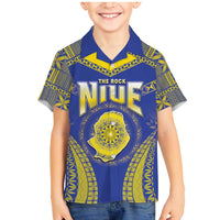 Personalised Niue The Rock Of Polynesia Family Matching Mermaid Dress and Hawaiian Shirt Peniamina Gospel Day Blue Version