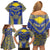 Personalised Niue The Rock Of Polynesia Family Matching Off Shoulder Short Dress and Hawaiian Shirt Peniamina Gospel Day Blue Version