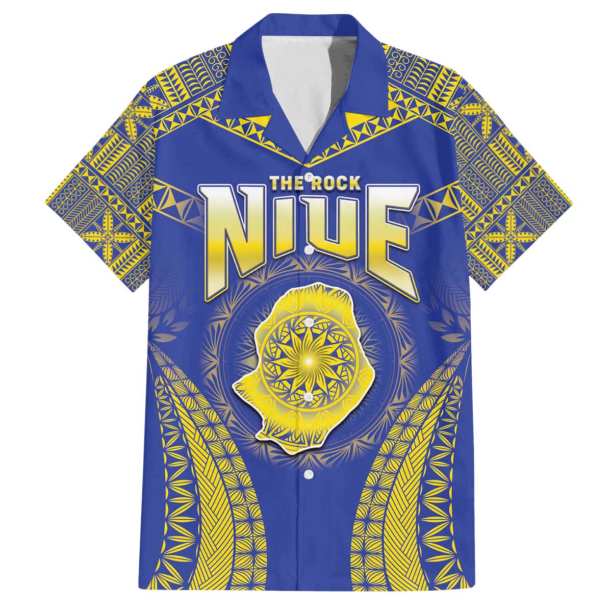Personalised Niue The Rock Of Polynesia Family Matching Off Shoulder Short Dress and Hawaiian Shirt Peniamina Gospel Day Blue Version