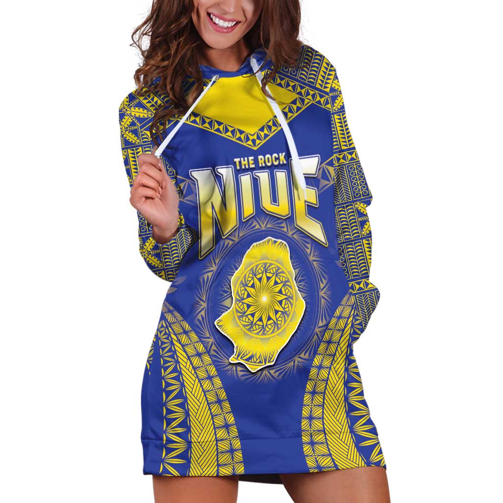 Personalised Niue The Rock Of Polynesia Hoodie Dress Peniamina Gospel Day Blue Version