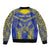 Personalised Niue The Rock Of Polynesia Sleeve Zip Bomber Jacket Peniamina Gospel Day Blue Version