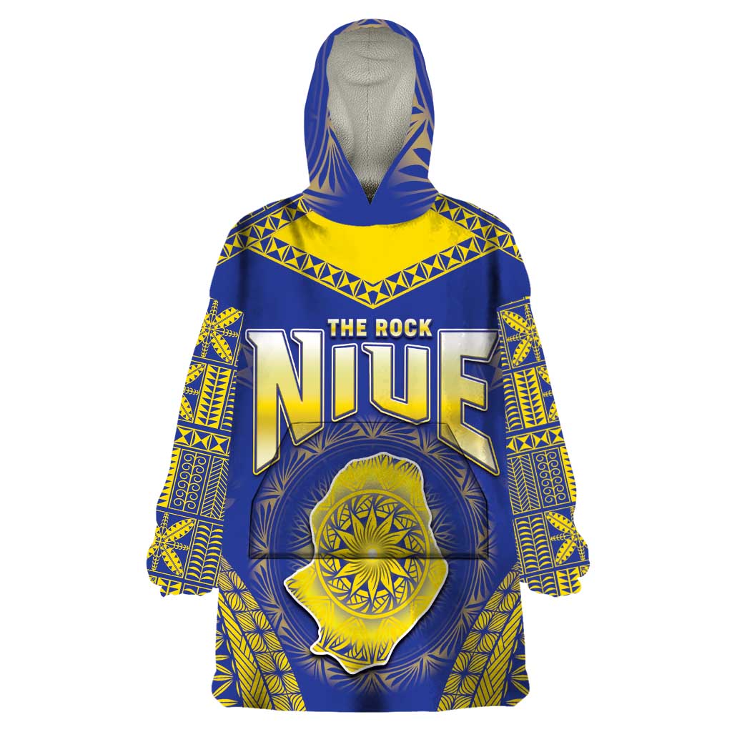 Personalised Niue The Rock Of Polynesia Wearable Blanket Hoodie Peniamina Gospel Day Blue Version