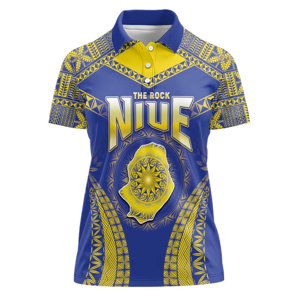 Personalised Niue The Rock Of Polynesia Women Polo Shirt Peniamina Gospel Day Blue Version