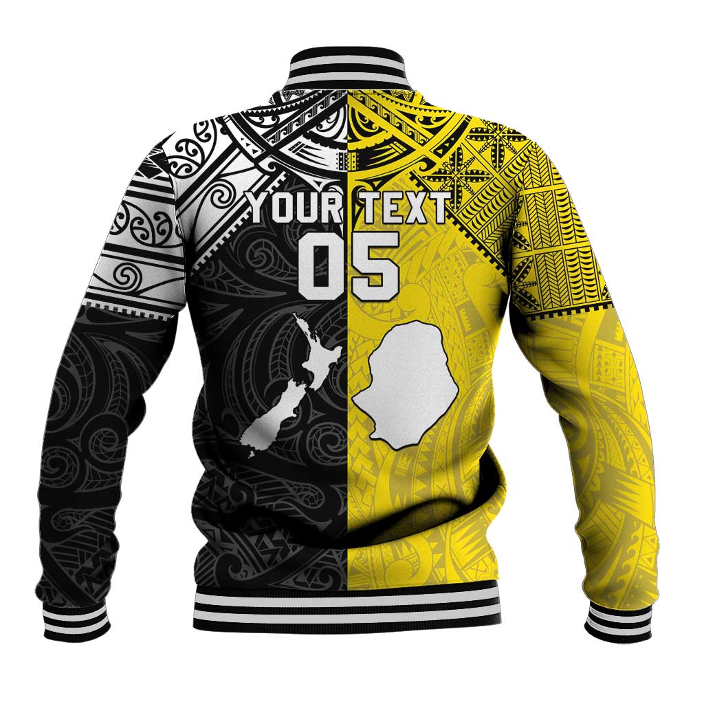Custom New Zealand Maori And Niue Hiapo Baseball Jacket Lizard And Coconut Crab Together