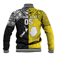 Custom New Zealand Maori And Niue Hiapo Baseball Jacket Lizard And Coconut Crab Together