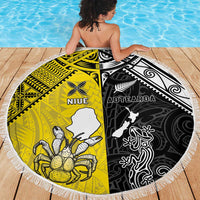 New Zealand Maori And Niue Hiapo Beach Blanket Lizard And Coconut Crab Together