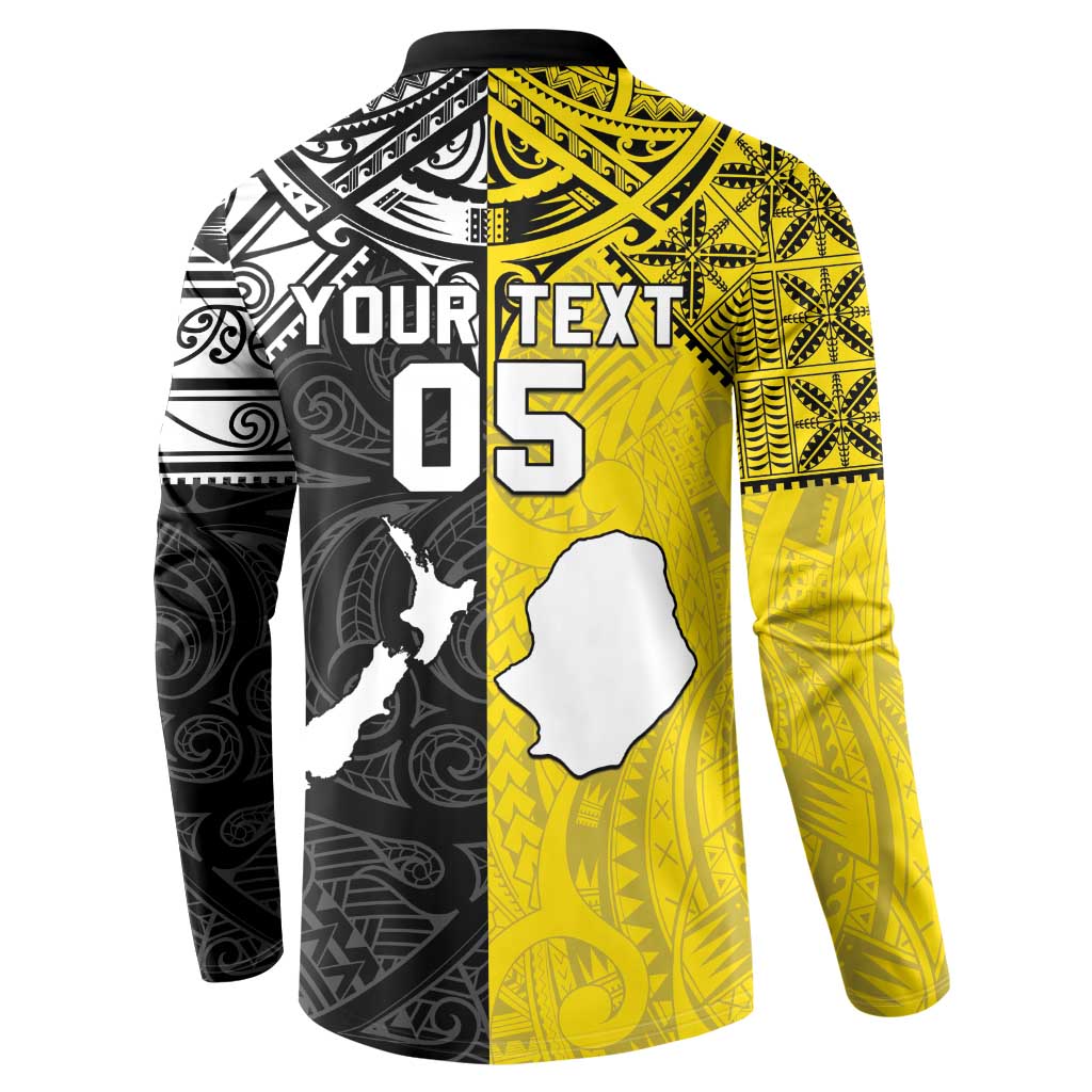 Custom New Zealand Maori And Niue Hiapo Button Sweatshirt Lizard And Coconut Crab Together