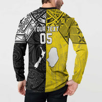 Custom New Zealand Maori And Niue Hiapo Button Sweatshirt Lizard And Coconut Crab Together