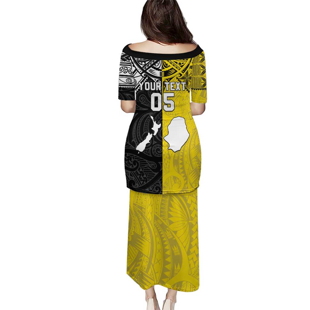 Custom New Zealand Maori And Niue Hiapo Puletasi Lizard And Coconut Crab Together