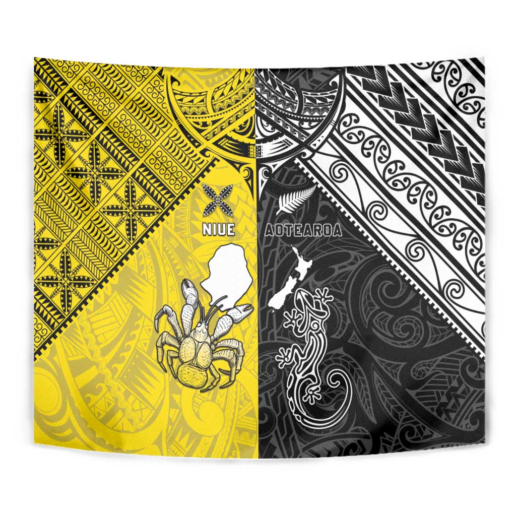 New Zealand Maori And Niue Hiapo Tapestry Lizard And Coconut Crab Together