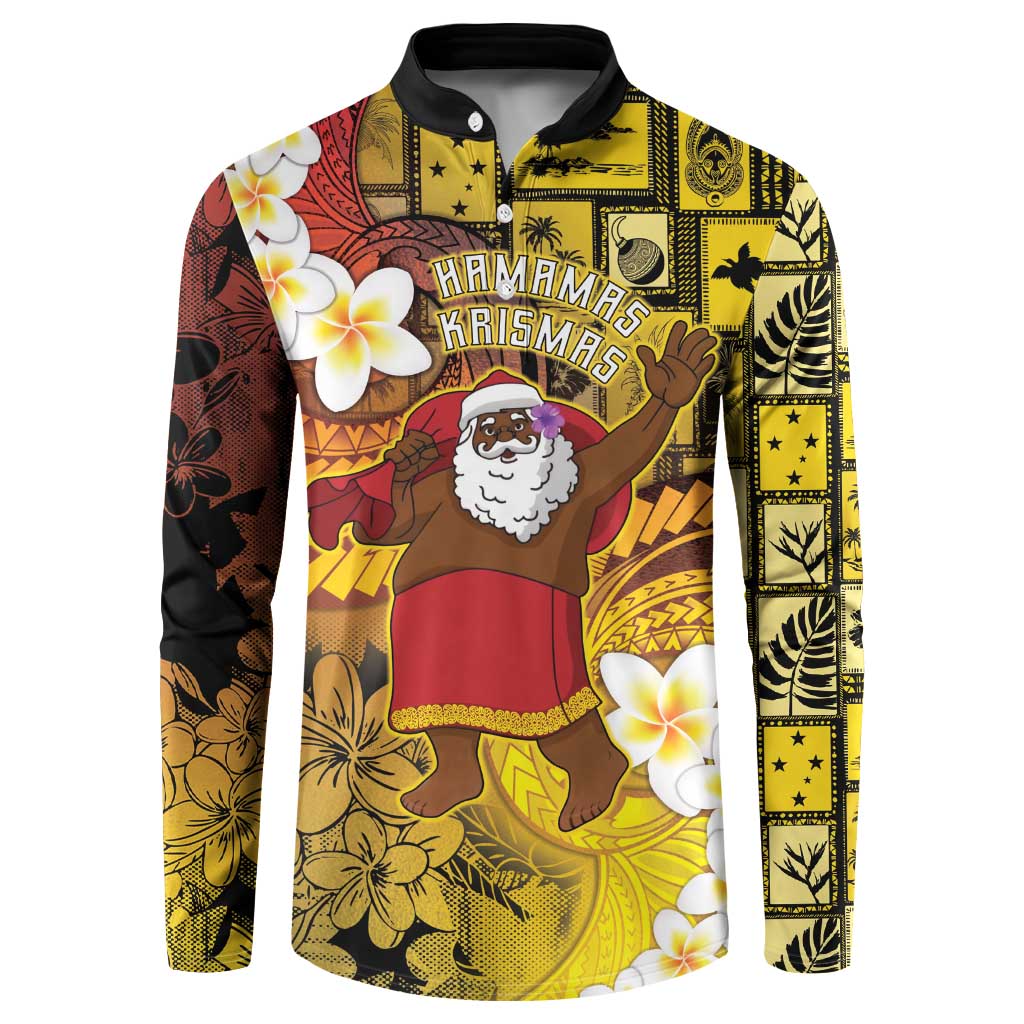 Papua New Guinea Retro Christmas Button Sweatshirt Hamamas Krismas - Polynesian Pride