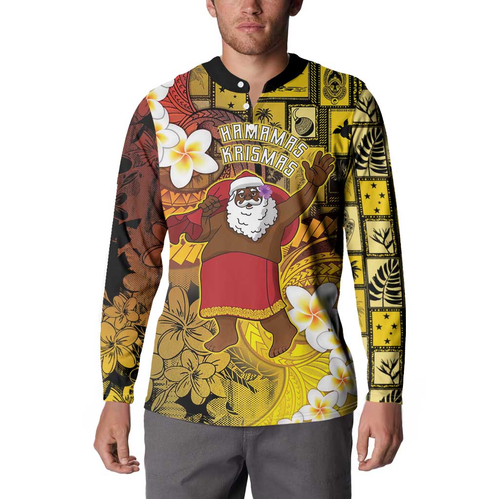 Papua New Guinea Retro Christmas Button Sweatshirt Hamamas Krismas - Polynesian Pride