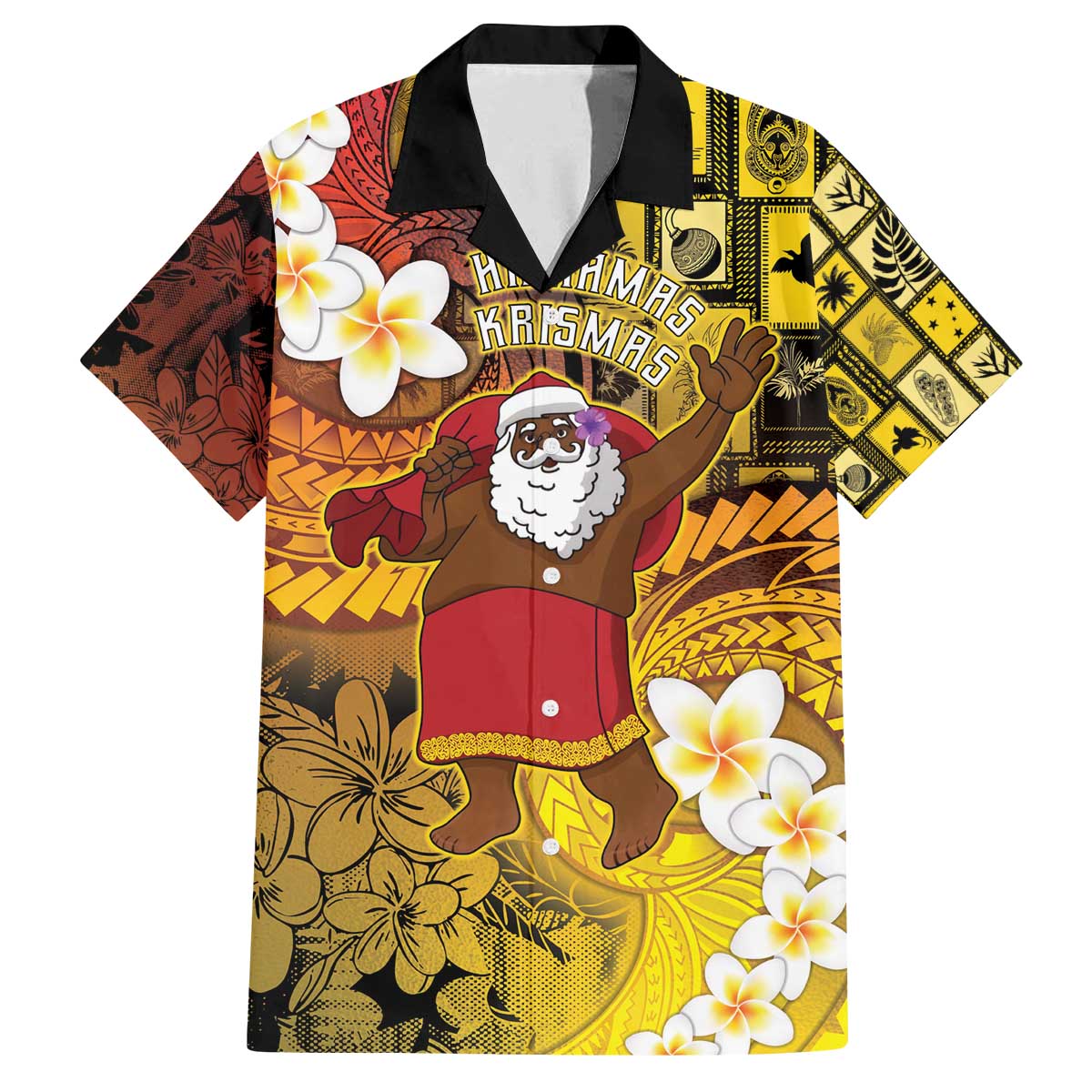 Papua New Guinea Retro Christmas Family Matching Off The Shoulder Long Sleeve Dress and Hawaiian Shirt Hamamas Krismas - Polynesian Pride
