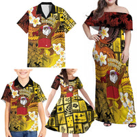 Papua New Guinea Retro Christmas Family Matching Off Shoulder Maxi Dress and Hawaiian Shirt Hamamas Krismas - Polynesian Pride