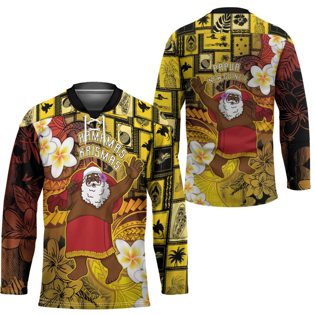 Papua New Guinea Retro Christmas Hockey Jersey Hamamas Krismas - Polynesian Pride