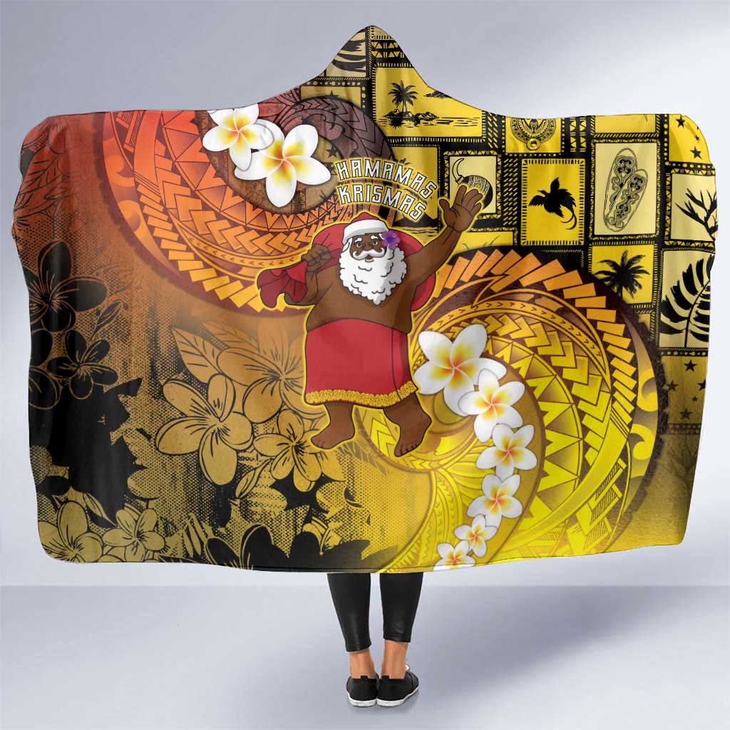 Papua New Guinea Retro Christmas Hooded Blanket Hamamas Krismas - Polynesian Pride