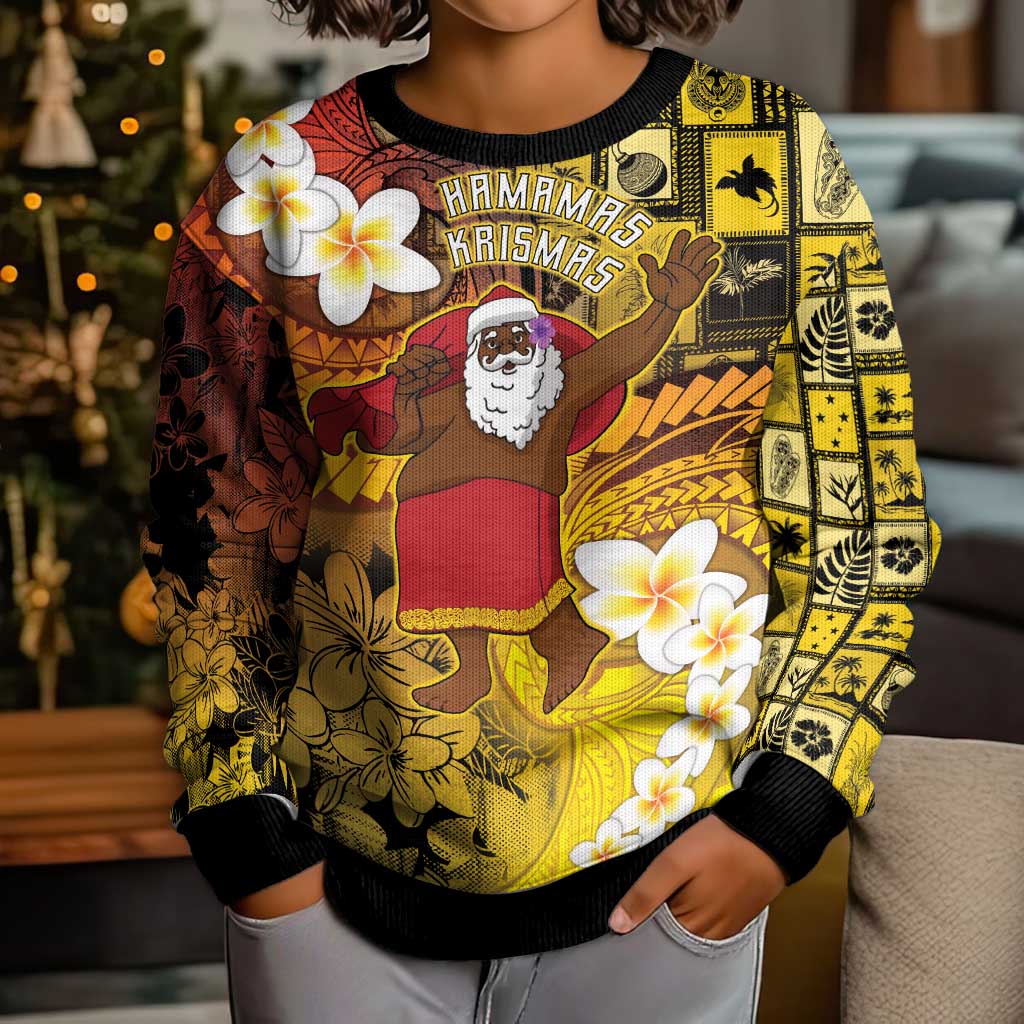 Papua New Guinea Retro Christmas Kid Ugly Christmas Sweater Hamamas Krismas - Polynesian Pride
