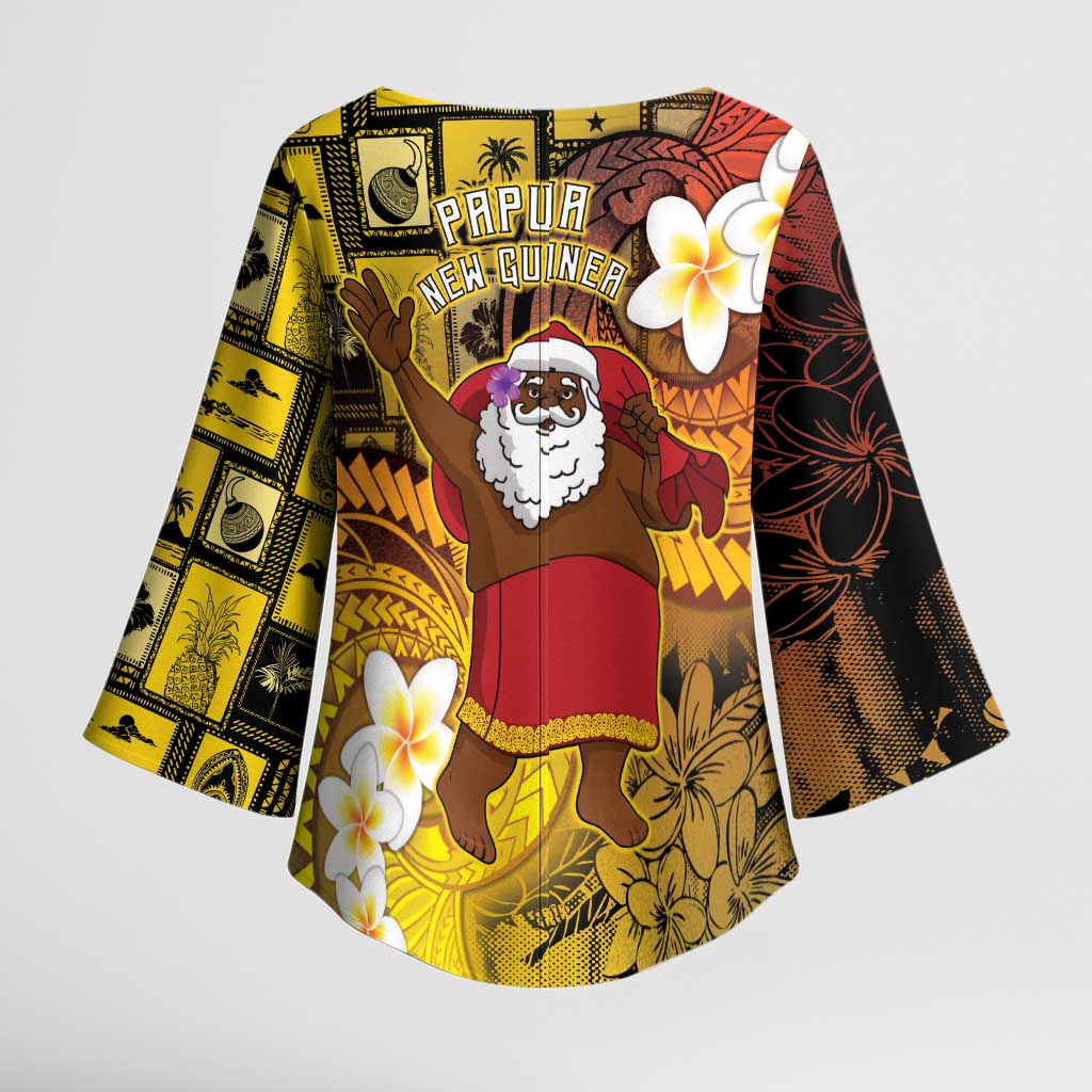 Papua New Guinea Retro Christmas Kimono Sleeve Blouse Hamamas Krismas - Polynesian Pride