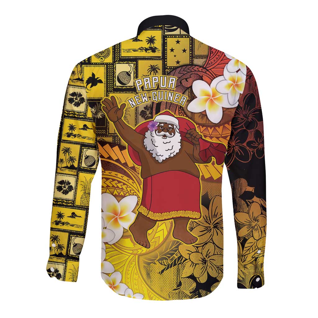 Papua New Guinea Retro Christmas Long Sleeve Button Shirt Hamamas Krismas - Polynesian Pride
