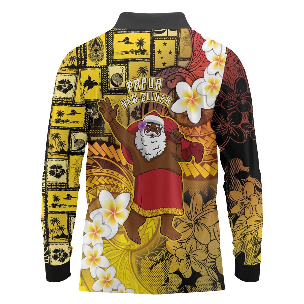 Papua New Guinea Retro Christmas Long Sleeve Polo Shirt Hamamas Krismas - Polynesian Pride