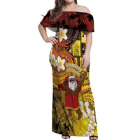 Papua New Guinea Retro Christmas Off Shoulder Maxi Dress Hamamas Krismas - Polynesian Pride
