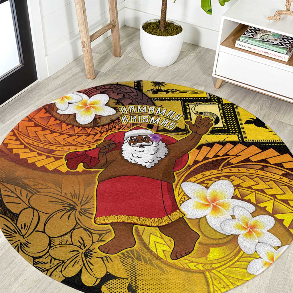 Papua New Guinea Retro Christmas Round Carpet Hamamas Krismas - Polynesian Pride
