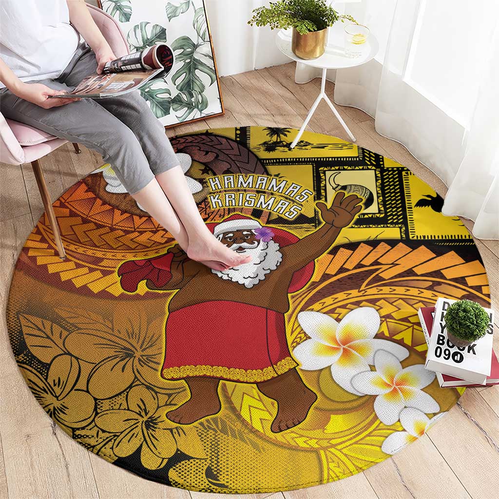 Papua New Guinea Retro Christmas Round Carpet Hamamas Krismas - Polynesian Pride