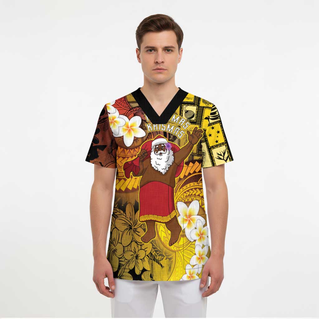 Papua New Guinea Retro Christmas Scrub Top Hamamas Krismas - Polynesian Pride