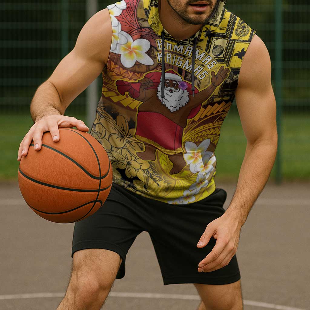 Papua New Guinea Retro Christmas Sleeveless Hoodie Hamamas Krismas - Polynesian Pride