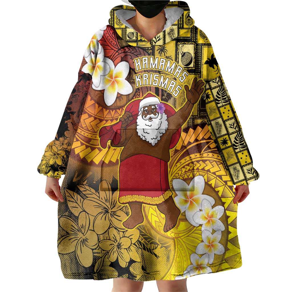 Papua New Guinea Retro Christmas Wearable Blanket Hoodie Hamamas Krismas - Polynesian Pride